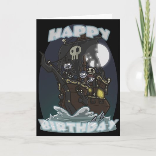 Carte d'anniversaire de bateau de pirate de (Devant)