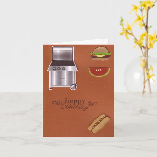 Carte d'anniversaire de BBQ (Fleur jaune)