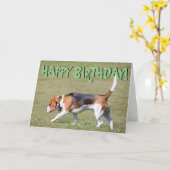 Carte d'anniversaire de beagle (Fleur jaune)