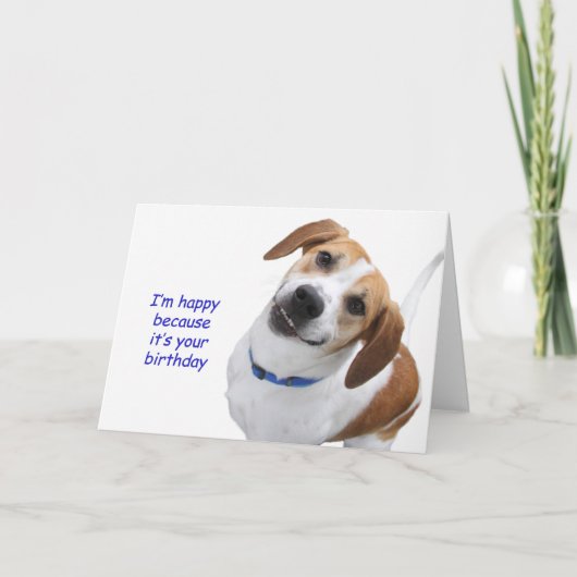 Carte d'anniversaire de beagle par le foyer pour (Devant)