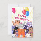 Carte d'anniversaire de bébé avec fête de chats he (Devant)