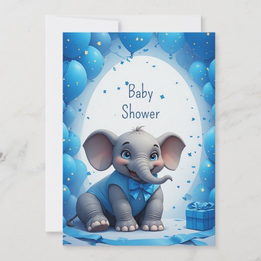 Carte d'anniversaire de bébé éléphant mignon 🐘 (Devant)