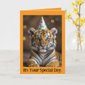 Carte d'anniversaire de bébé tigre (Fleur jaune)