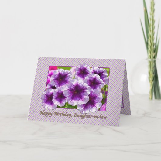 Carte d'anniversaire de belle-fille avec Petunias (Devant)
