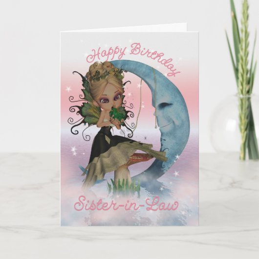 Carte d'anniversaire de belle-soeur avec lune joli (Devant)