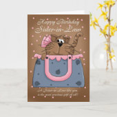 Carte d'anniversaire de belle-soeur - mignon sac à (Fleur jaune)