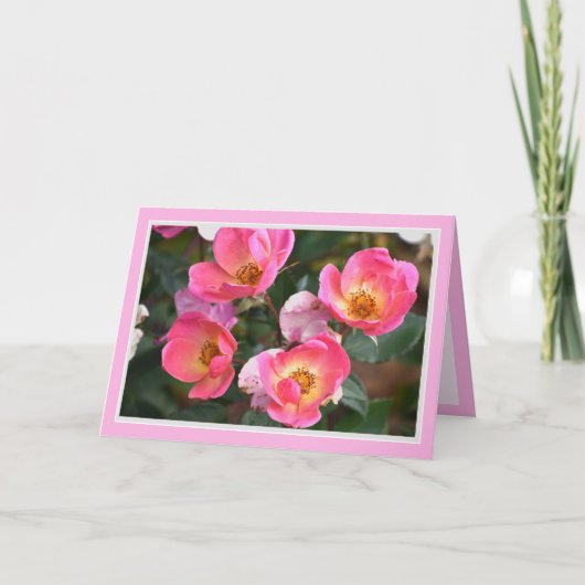 Carte d'anniversaire de belles fleurs roses (Devant)