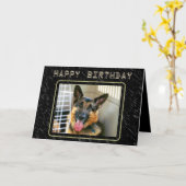 Carte d'anniversaire de berger allemand (Fleur jaune)