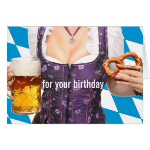 Carte d'anniversaire de bière et de bretzels
