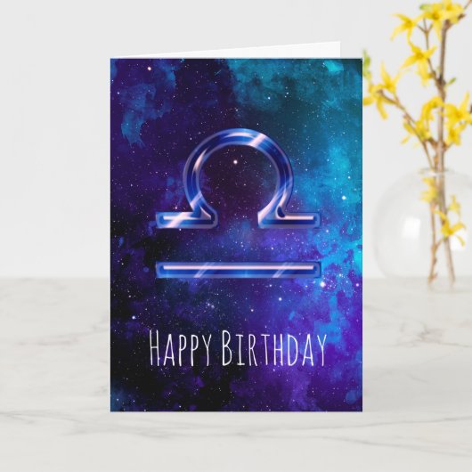 Carte d'anniversaire de Blue Space Libra (Fleur jaune)