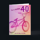 Carte d'anniversaire de BMX - vous tournez 40<br><div class="desc">Grand pour des papas,  des maris,  des fils,  des amis,  ou tout type tournant 40 qui monte toujours les "vélos de l'enfant" ! Personnalisable pour placer votre propre salutation sur l'intérieur de la carte.</div>