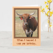 carte d'anniversaire de boeuf de Long-klaxon (Fleur jaune)