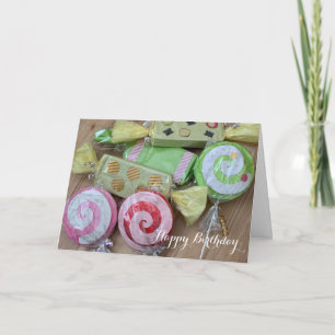 Carte d'anniversaire de bonbons de fête