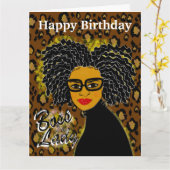 Carte d'anniversaire de Boss Lady African American (Fleur jaune)