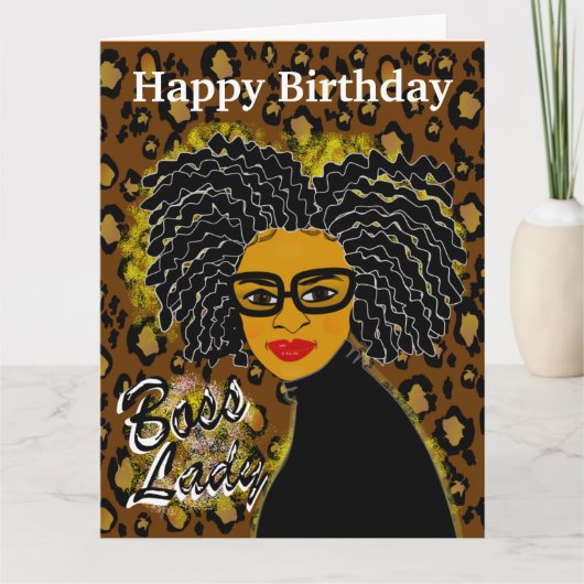 Carte d'anniversaire de Boss Lady African American (Devant)