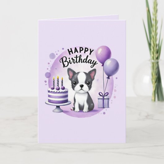 Carte d'anniversaire de Boston Terrier (Devant)