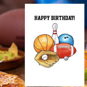 Carte d'anniversaire de boules de sports