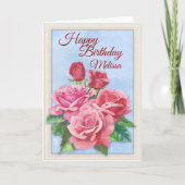 Carte d'anniversaire de bouquet rose (Devant)