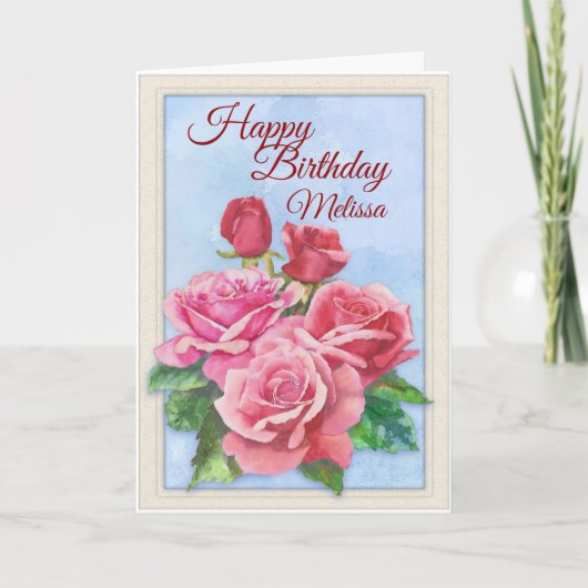 Carte d'anniversaire de bouquet rose (Devant)