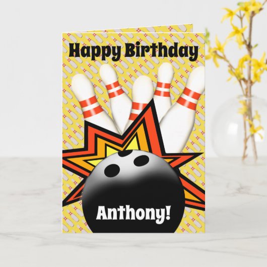 Carte d'anniversaire de Bowling (Fleur jaune)