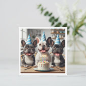 Carte d'anniversaire de bulldog française (Debout devant)