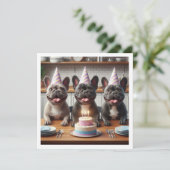 Carte d'anniversaire de bulldog française (Debout devant)