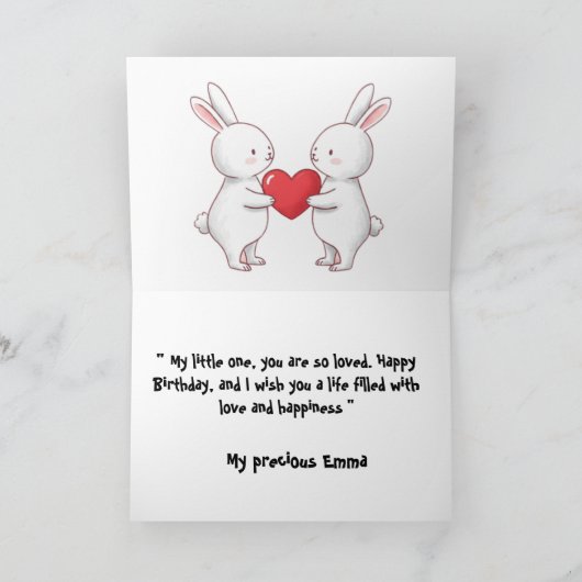 Carte d'anniversaire de Bunny Cute (Intérieur)