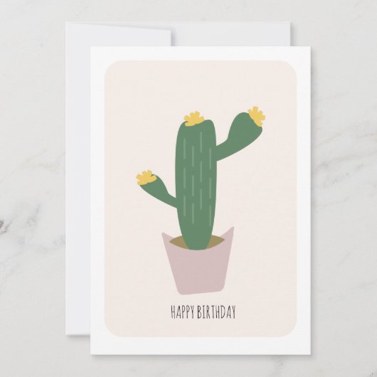 Carte d'anniversaire de cactus de désert vert et j (Devant)
