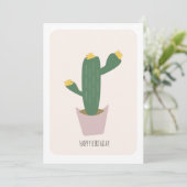Carte d'anniversaire de cactus de désert vert et j (Debout devant)