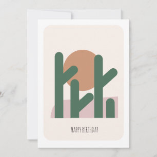 Carte d'anniversaire de cactus de désert vert haut