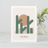 Carte d'anniversaire de cactus de désert vert haut (Debout devant)
