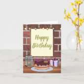 Carte d'anniversaire de café et de gâteau (Fleur jaune)