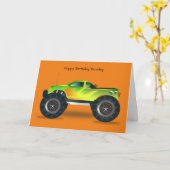 Carte d'anniversaire de camionnette Green Monster (Fleur jaune)
