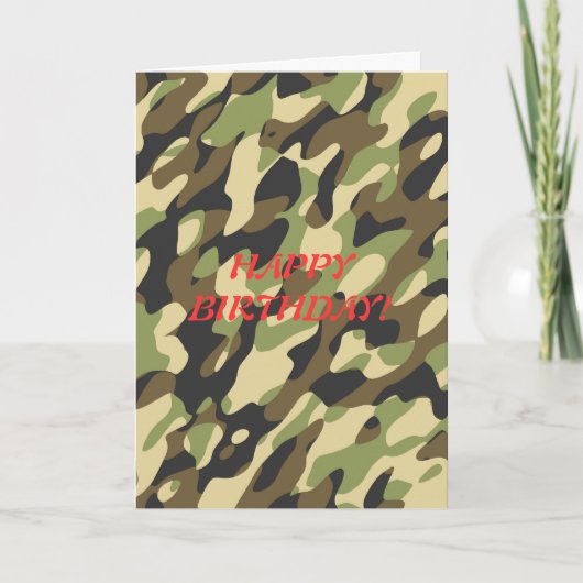 Carte d'anniversaire de camouflage militaire (Devant)