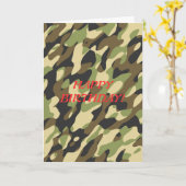 Carte d'anniversaire de camouflage militaire (Fleur jaune)