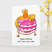 Carte d'anniversaire de canard (Fleur jaune)