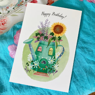 Carte d'anniversaire de canne d'eau de Whimsical e