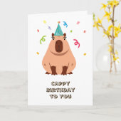 Carte d'anniversaire de capybara mignon (Fleur jaune)