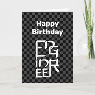 Carte d'anniversaire de caractère d'ingénieur