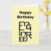 Carte d'anniversaire de caractère d'ingénieur (Fleur jaune)