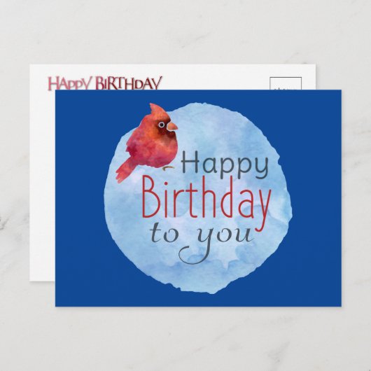 Carte d'anniversaire de cardinal (Devant / Derrière)