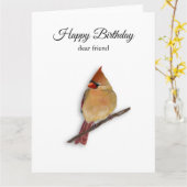 Carte d'anniversaire de Cardinal (Fleur jaune)