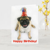 Carte d'anniversaire de carlin (Fleur jaune)