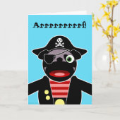 Carte d'anniversaire de carlin de pirate (Fleur jaune)