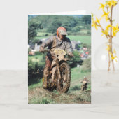Carte d'anniversaire de cavalier d'Enduro (Fleur jaune)