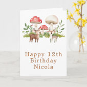 Carte d'anniversaire de cerf de bois (Fleur jaune)