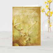 Carte d'anniversaire de cerfs en peinture blanchie (Fleur jaune)