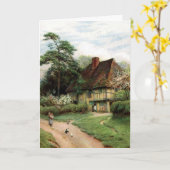 Carte d'anniversaire de chalet pittoresque (Fleur jaune)