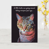 Carte d'anniversaire de chat amusant (Fleur jaune)