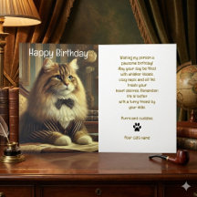 Carte d'anniversaire de chat bien habillé